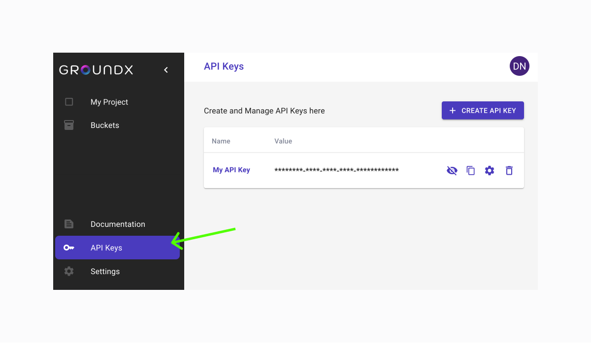Navigate to API Keys