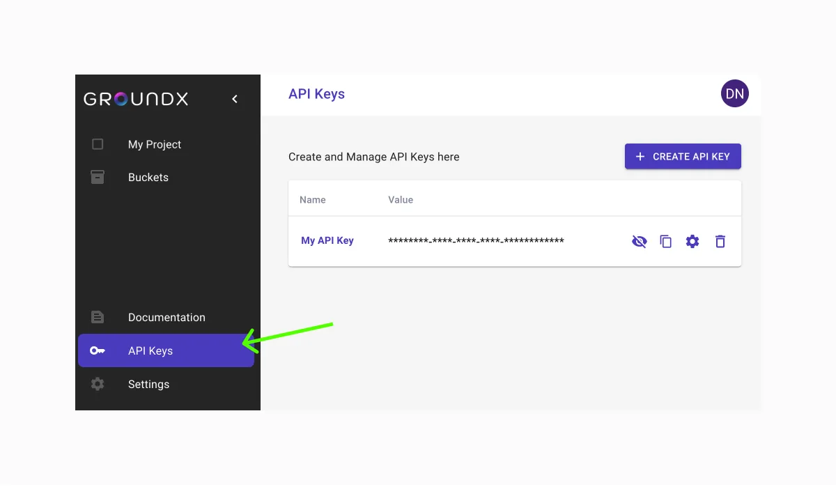 Navigate to API Keys